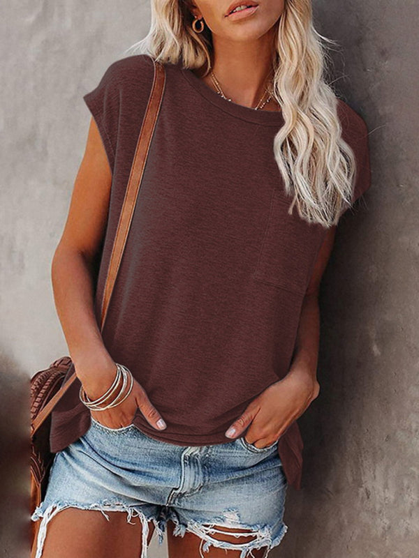 Women's Off Shoulder Round Neck Short Sleeve T-Shirt