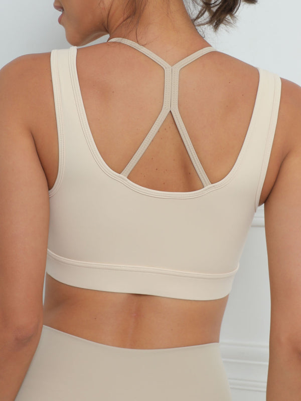 Contrast Color Splicing Fitness Sports Yoga Cross Bra