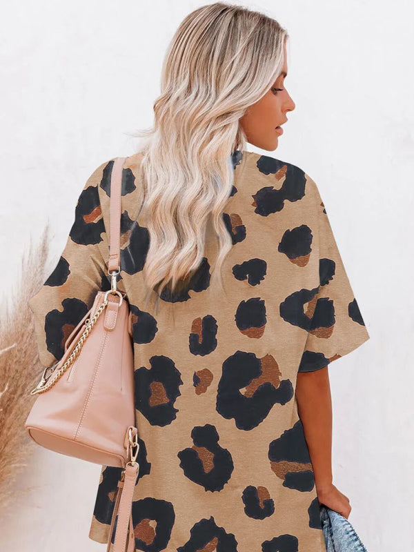 Women's Leopard Print Short Sleeve T-shirt