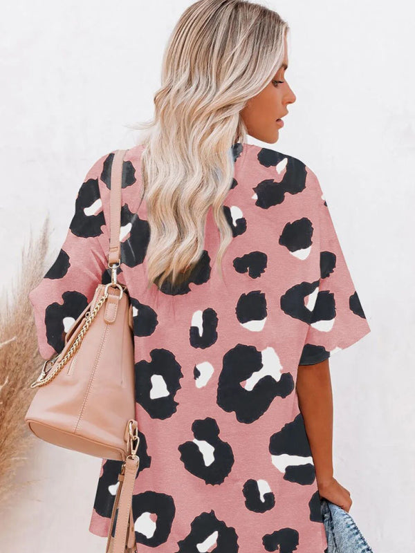 Women's Leopard Print Short Sleeve T-shirt