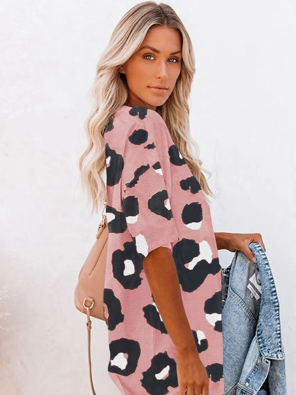 Women's Leopard Print Short Sleeve T-shirt