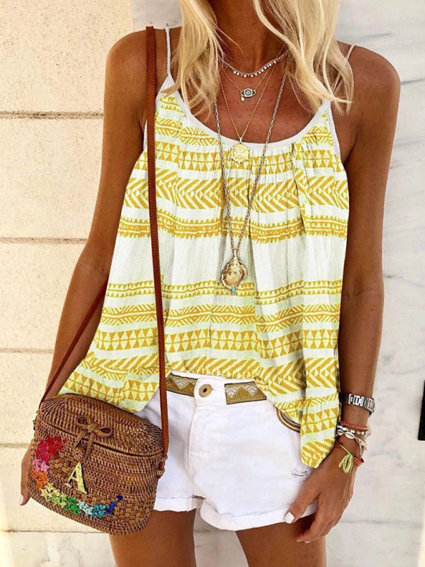 Summer Loose Casual Geometric Print Camisole
