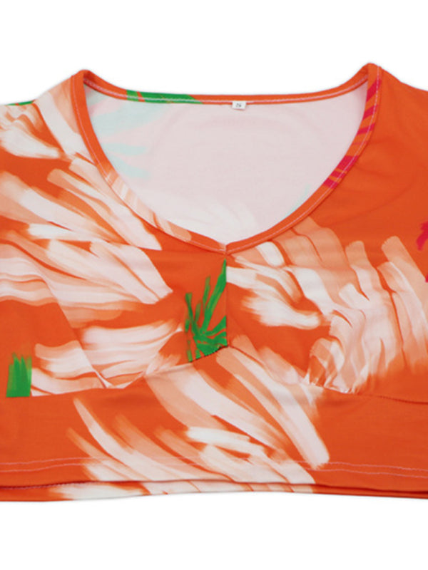 Tropical Print Crop Top & Pants Set