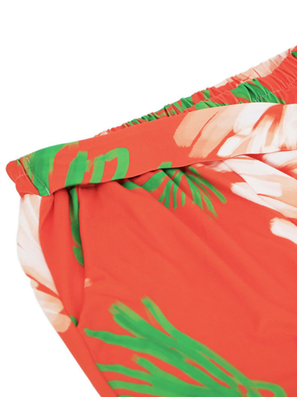 Tropical Print Crop Top & Pants Set