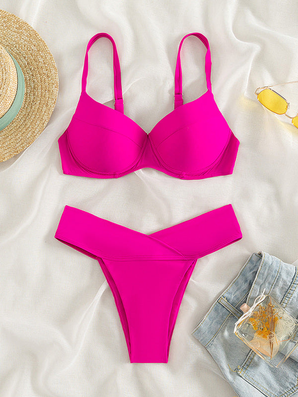 Solid Colour Fashion 2-piece Bikini