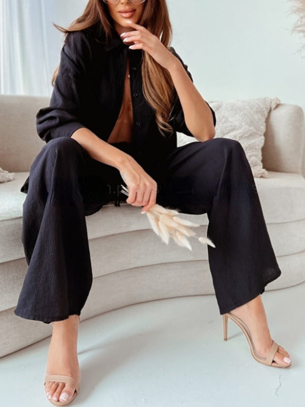 Collar Blouse & Trouser Set