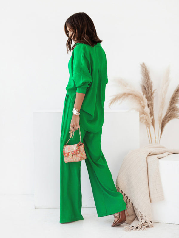 Collar Blouse & Trouser Set