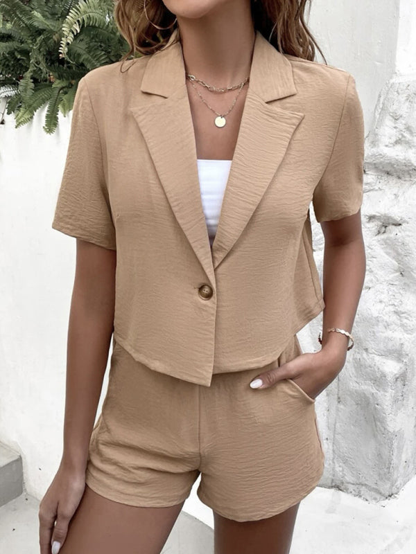 Women's Fashion Casual Commuter Suit Top Shorts Two-piece Set