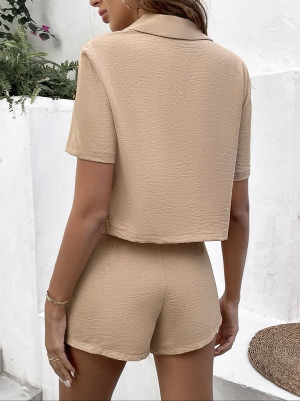 Women's Fashion Casual Commuter Suit Top Shorts Two-piece Set