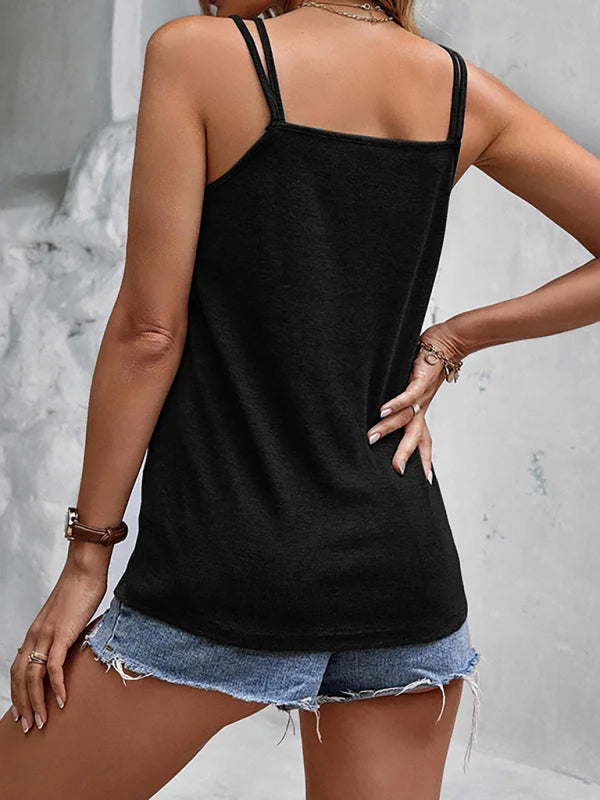 Double Strap Plain Singlet Top