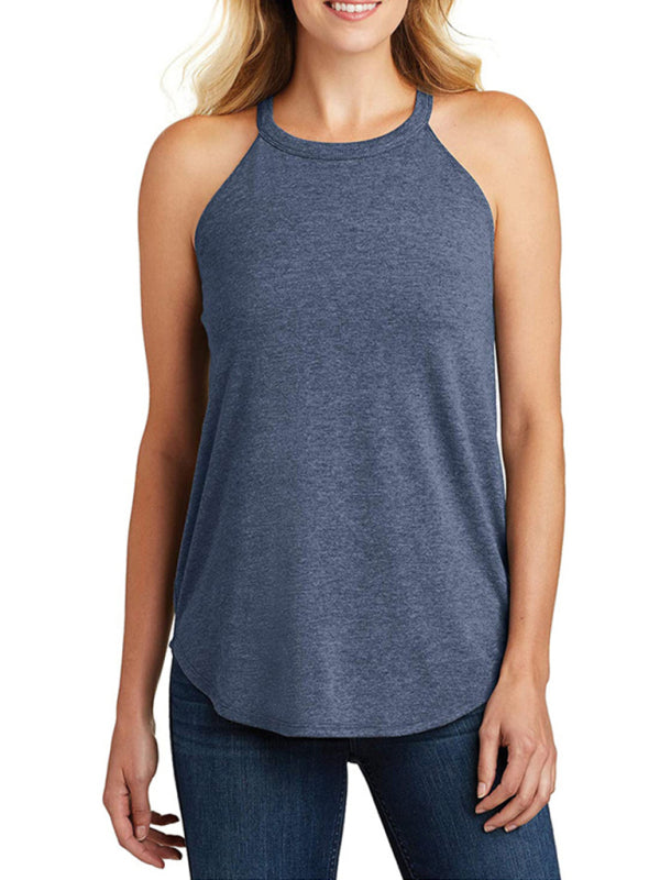 Halter Neck Round Hem Tank Top