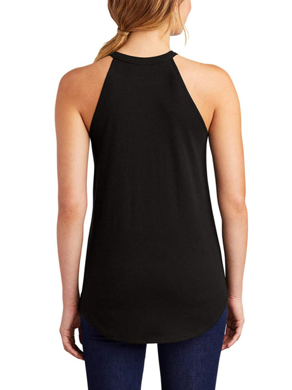 Halter Neck Round Hem Tank Top