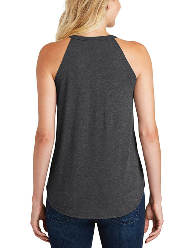 Halter Neck Round Hem Tank Top