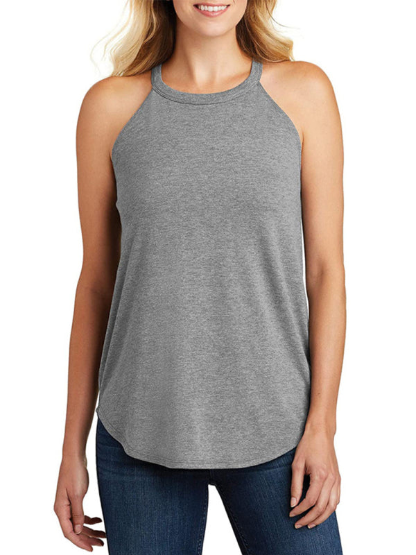 Halter Neck Round Hem Tank Top