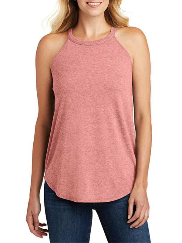 Halter Neck Round Hem Tank Top