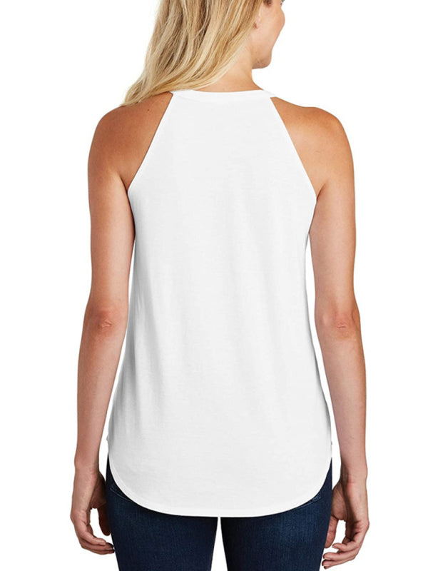 Halter Neck Round Hem Tank Top