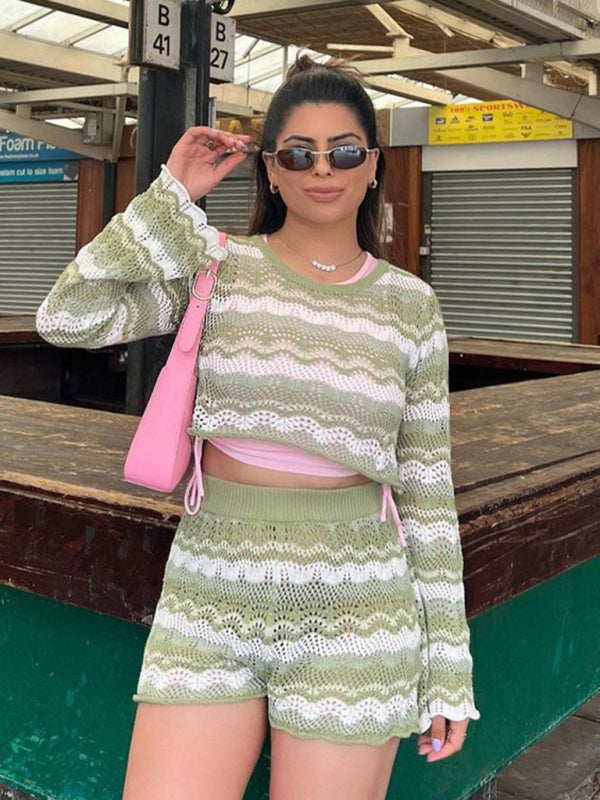 Sexy Casual Long Sleeve Bolero Sweater Two-Piece Set