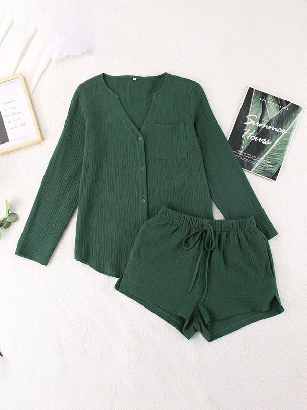 Women's Long Sleeve Shorts Double Layer Gauze Fashion Suit