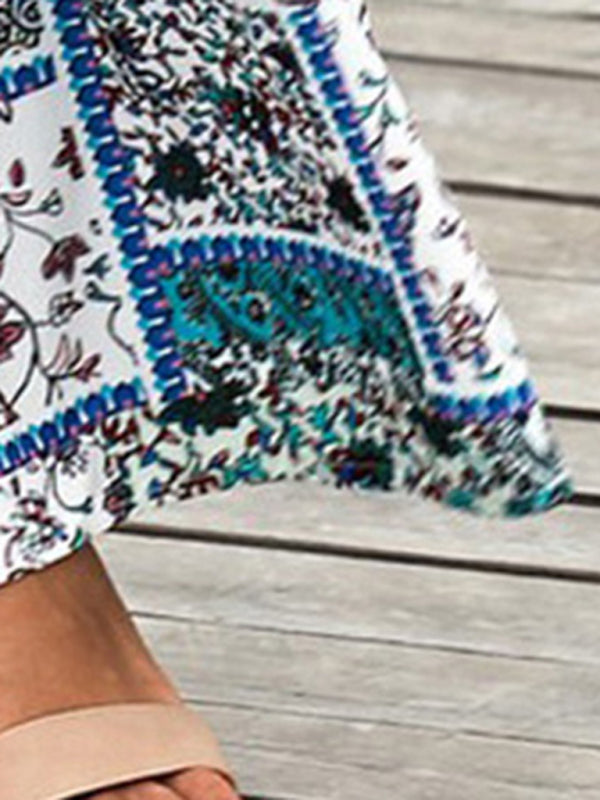 New printed skirt ethnic style high waist thin a-line skirt