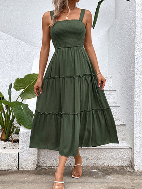 New fashion solid color strapless sleeveless dress