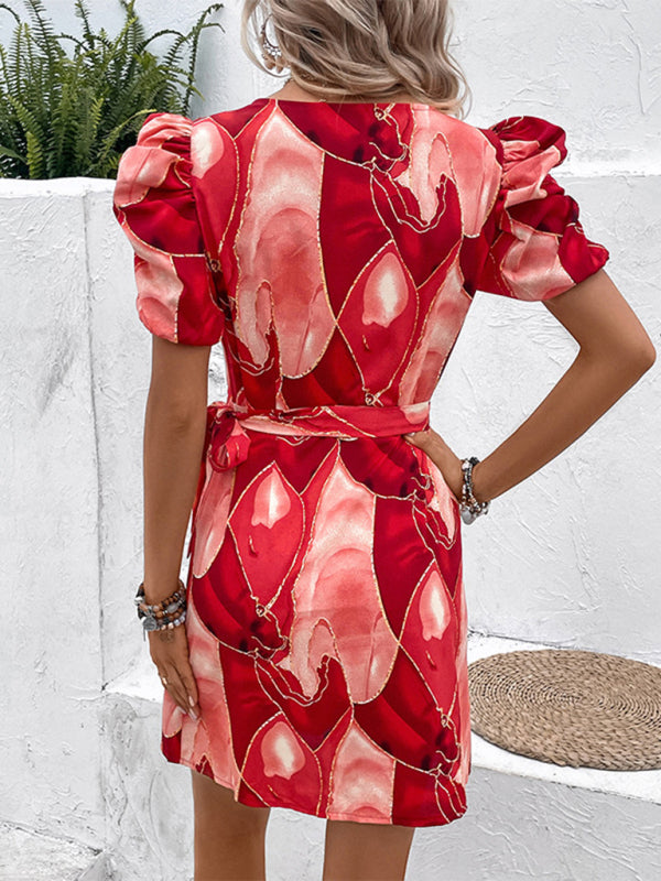 New fashion floral V-neck one piece dress