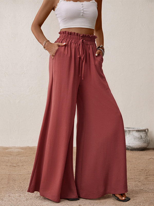 Ruffled Waisted Wide Leg Pant