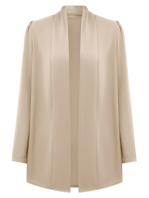 Casual women's solid color fashion mid-length cardigan shirt