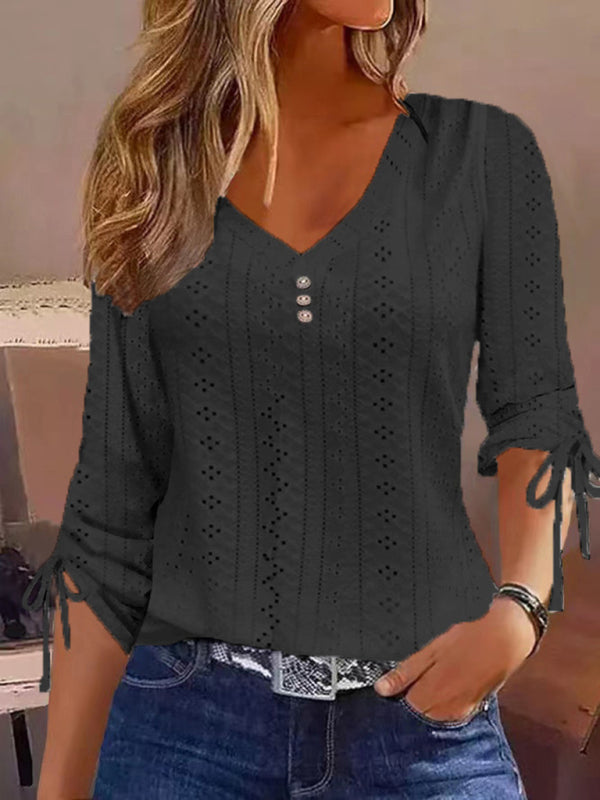 Half Sleeve Solid Colour Top