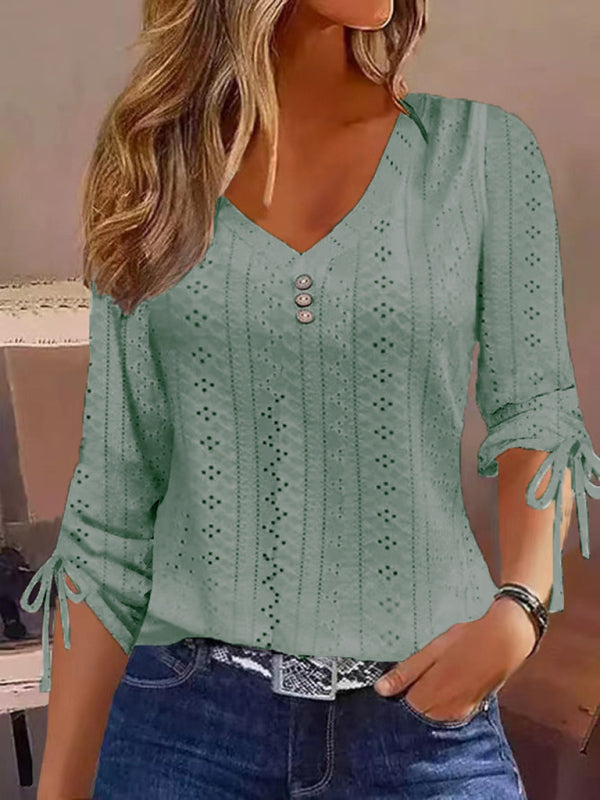 Half Sleeve Solid Colour Top