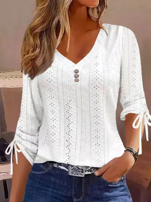 Half Sleeve Solid Colour Top