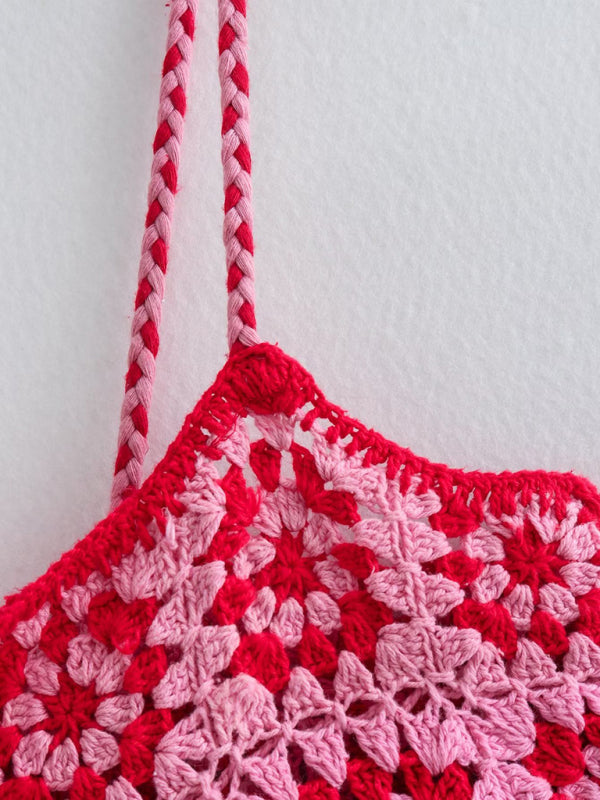 Crochet Patchwork Knitted Slip Maxi Dress
