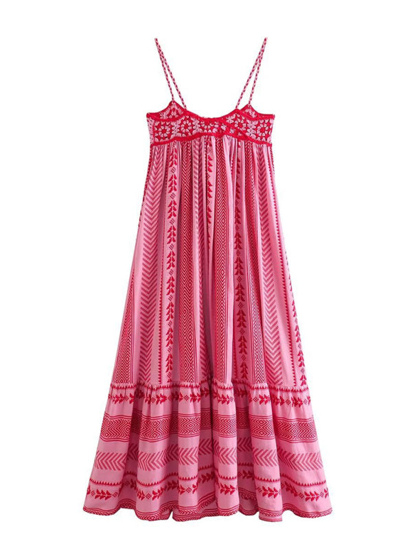 Crochet Patchwork Knitted Slip Maxi Dress