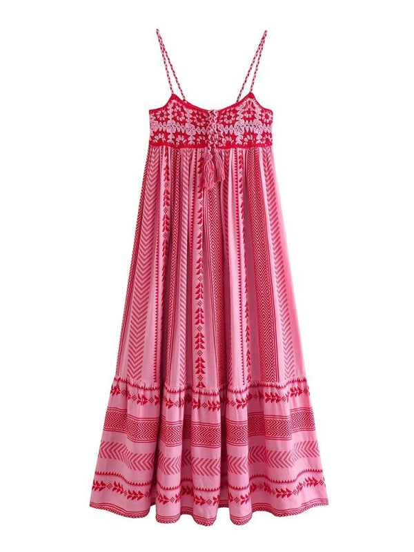 Crochet Patchwork Knitted Slip Maxi Dress