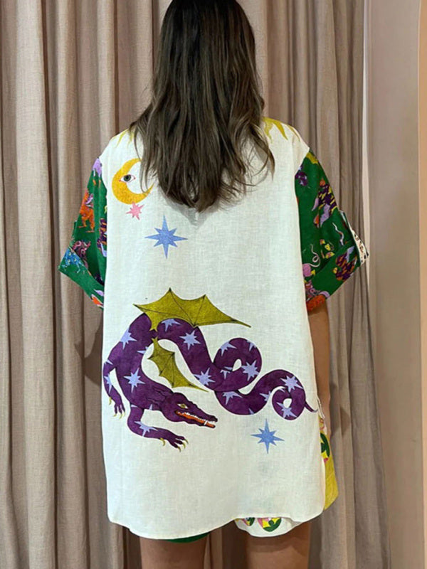 Fashionable Printed Pajama Set