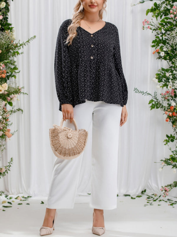 Women's printed button-down commuter shirt