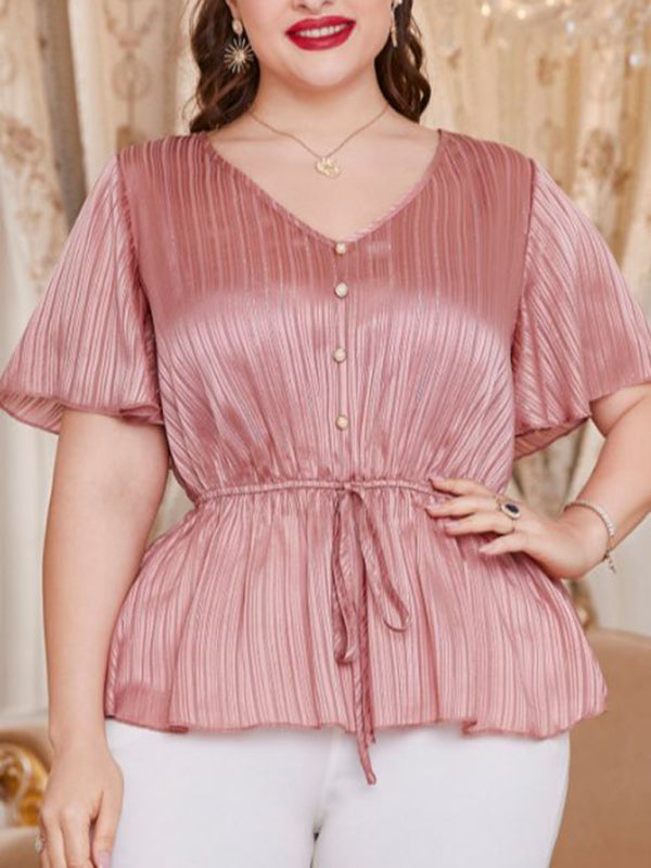 Pink Shimmer V-Neck Top