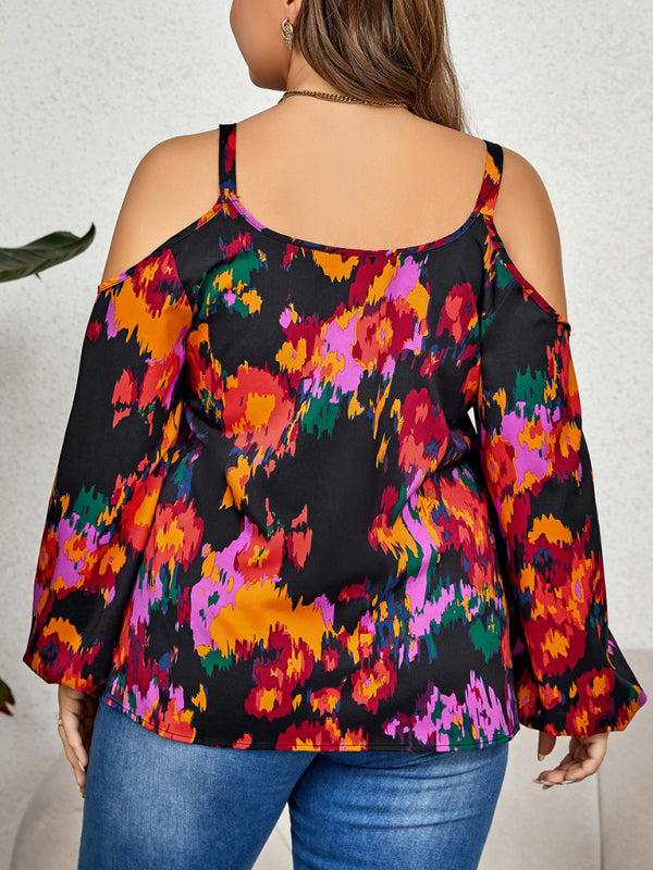 Multi-Coloured Off the Shoulder Long Sleeve Blouse