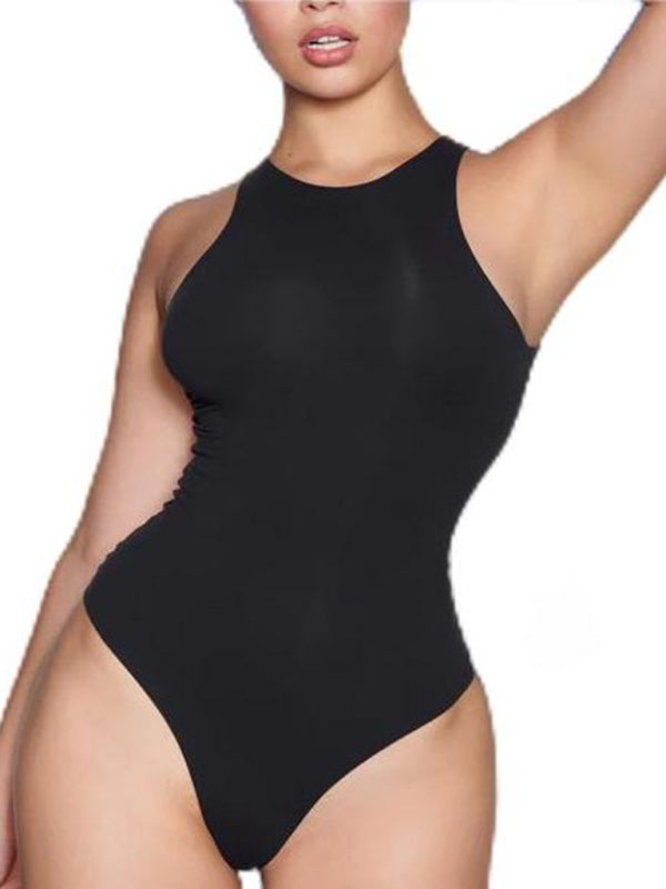 Round neck sleeveless high elastic fabric bodysuit