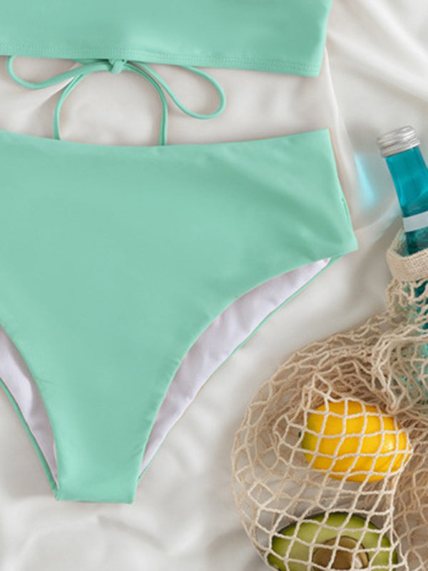 New women's lace V-neck ruffled high-waist bikini