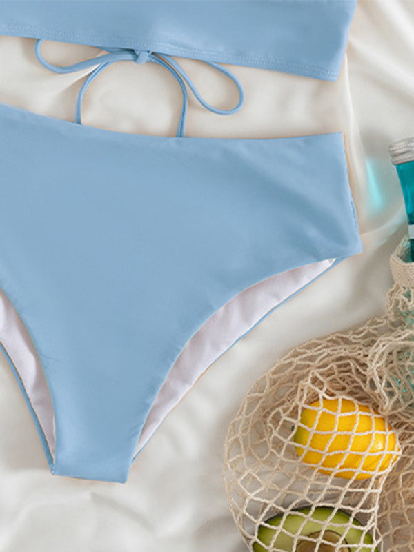 New women's lace V-neck ruffled high-waist bikini