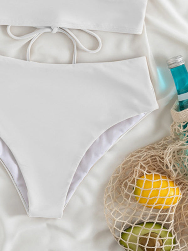 New women's lace V-neck ruffled high-waist bikini
