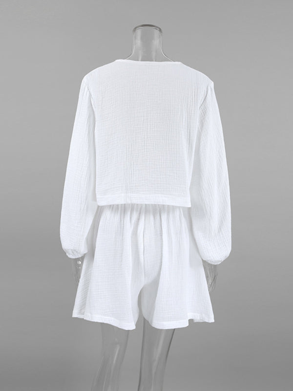 Shorts & Long Sleeve Top Matching Set