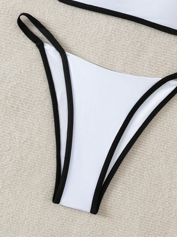 Sexy High Cut Solid Color Bikini Set