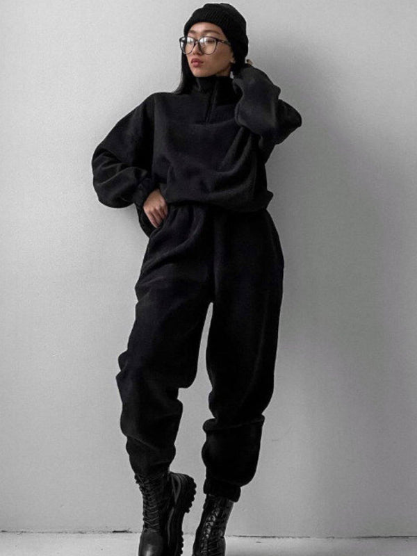 Women's Hooded Sweatshirt & Pants Two Piece Set