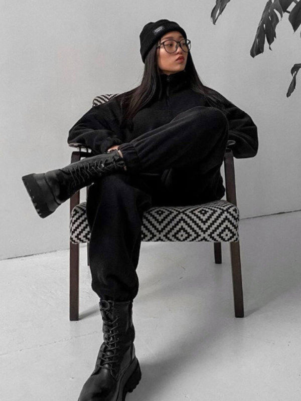 Women's Hooded Sweatshirt & Pants Two Piece Set