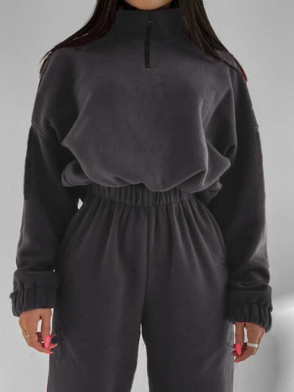 Women's Hooded Sweatshirt & Pants Two Piece Set