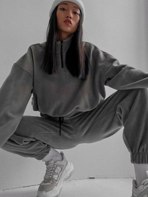 Women's Hooded Sweatshirt & Pants Two Piece Set