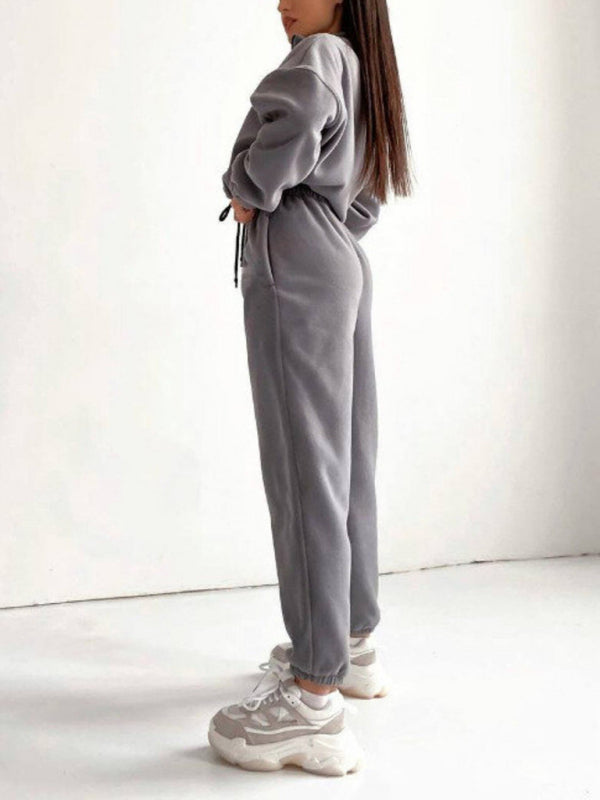 Women's Hooded Sweatshirt & Pants Two Piece Set