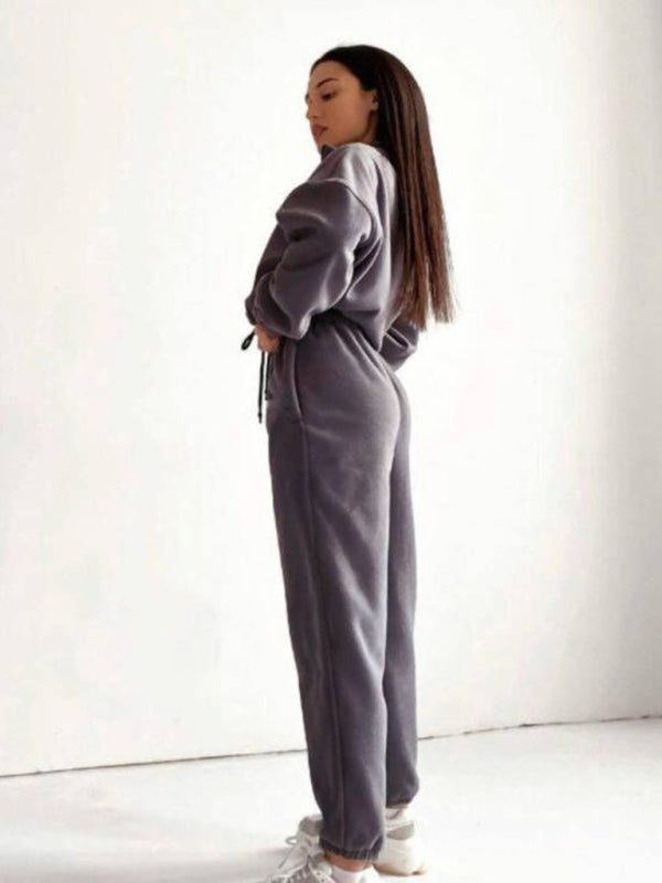 Women's Hooded Sweatshirt & Pants Two Piece Set