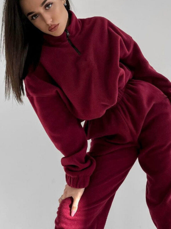 Women's Hooded Sweatshirt & Pants Two Piece Set